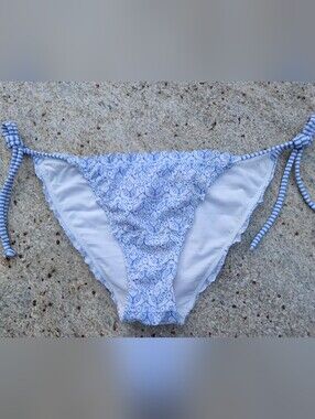 Victoria’s Secret Blue White Floral Side Tie Bikini Bottom Small